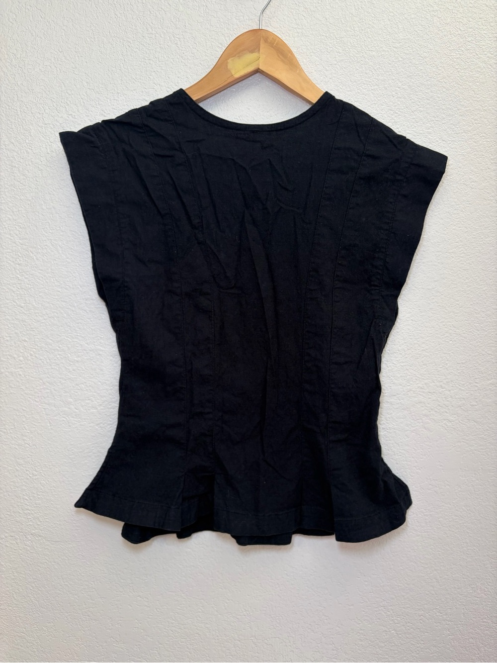 Free People Dylan Vest Blouse Top Shirt Buttondown Capped Sleeve Black Sz S - Picture 11 of 15